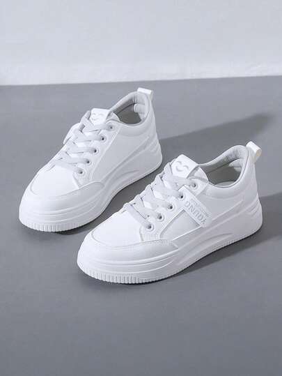 Zapatillas de Tenis Deportivas Casuales para Mujer: De PU y Tejido Transpirable, Suelas Gruesas, Suaves y Cómodas – Versátiles para Primavera y Otoño, Ideales para Fitness, Correr, Uso Casual y Actividades al Aire Libre