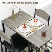 Mesa de bar y 2 sillas Conjunto de mesa de comedor de 2, 3 piezas con estante de vino y estantes de almacenamiento para pequeño espacio, mesa de altura del mostrador de cocina para el desayuno Nook, apartamento - Gris - Ver 8