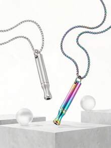 1件 幻彩紫色尖头冥想呼吸项链 - 男士减压饰品，舒缓心灵的礼物，耐用透明心理饰品，简约链条设计，抛光表面（款式随机发货） - 彩色 - 查看 1