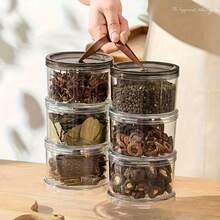 1/2/3 Tier Round Transparent Food Storage Container, Suitable For Grains, Spices, Snacks, Kitchen Refrigerator Cabinet Countertop Organizer - Multicolor - View 9