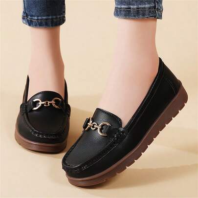 Women's Flat Loafers, Soft Rubber Sole, Slip-On Casual Moccasins