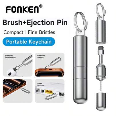 2 In 1 SIM Card Tray Removal Tool Portable Mini Keychain Eject Pins With Cleaning Brush For Phone Earphone