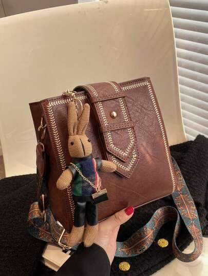 Women's Mini Retro Embroidered Crossbody Bucket Bag