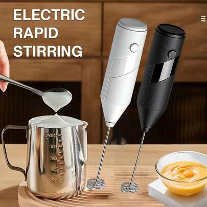 Handheld Electric Milk Frother, Mini Drink Mixer & Egg Beater For Coffee, Latte, Cappuccino, Matcha | Portable Kitchen Gadget (Batteries Not Included)