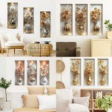 3pcs Luxury 2D Rose Flower Wall Stickers, Self-Adhesive Waterproof Vinyl Floral Decals For Living Room, Bedroom, Sofa Background, Home Decor - Multicolor - View 4