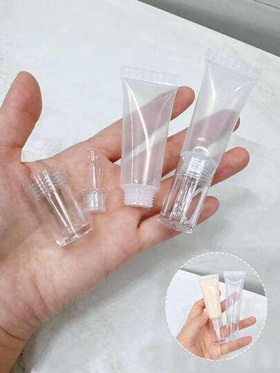 10ml/15ml Lip Gloss Tubes With Funnel,Travel Tubes ,Portable, Fragrance-Free Plastic Dispensers,Cosmetics Skin Care Products Bottled Eye Cream Essence Hose,Refillable Essential Oil Dispenser,Refillable Lip Balm Tube,Travel-Sized Clear Container - Portable Skin Care Accessories
