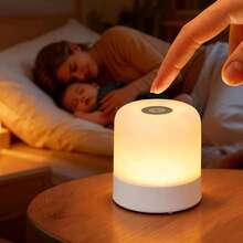 Modern Touch LED Bedside Lamp, 16 Colors, 3 Modes, USB Powered, Rechargeable Lithium Battery, Remote Control, Suitable For Bedroom, Living Room And Camping - White - View 2