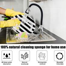 4 Pcs Compact Kitchen Sponges, Reusable Pickleball Cleaning Cellulose Sponge Wood Pulp Pickleball Gift Fun And Quirky Kitchen Accessory Household Gadget - A - View 4