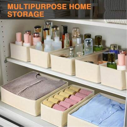 6/3pcs Foldable Storage Boxes, Multi-Functional Drawer-Style Storage Boxes, Large Capacity Makeup Organizer Boxes, Wardrobe Drawer Divider Boxes For Clothes, Underwear, Bras, Socks, Upgraded PP Material, Washable & Reusable, Space-Saving, Black Storage Containers, Essential For Home & Dorm, Organizing & Traveling