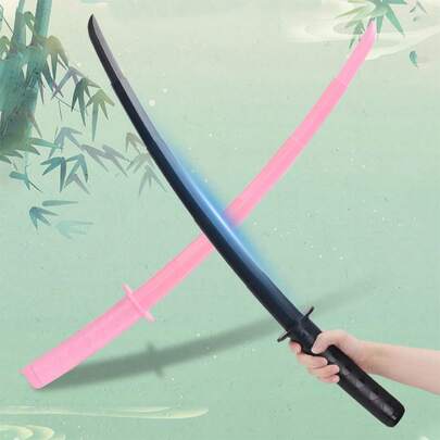 2pcs Creative Black & Pink Samurai Sword Cosplay Props, Unsharpened Toy Sword, Anime Peripheral Collection Decor