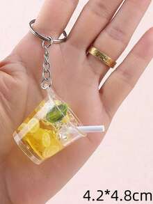 1个可爱水果蔬菜图案锌合金钥匙扣，四季皆宜 - 黃色 - 查看 4