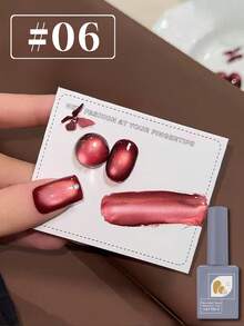 Mec 12ml Rose Wine Cat Eye Gel Nail Polish, 6 Colors Selected Magnetic Sheer Gel, Translucent Pink Purple Bordeaux Red Tones, Glass Bead Shimmer Effect, Soak Off UV/LED Curable Long-Lasting For Date & Office Manicure - Multicolor - View 17