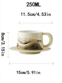 1pc Creative Personalized Chinese Style Ceramic Hand-Drip Coffee Cup, High-Quality Ceramic Household Mug, Specialty Latte Art Cup, Breakfast Milk Cup, Couple Cup, Office Cup, Gift - Multicolor - View 2