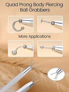 4-Claw Stainless Steel Piercing Ball Grabber Tool - Jewelry Holder And Small Item Picker, Suitable For Replacing Flat Earrings, Body Piercing Tool Kit, Jewelry Making And Repair - Grabber - View 3