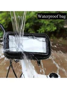 通用摩托车手机支架，带防水防雨罩，360°旋转车把安装，适用于所有L/XL尺寸的手机 - 彩色 - 查看 5