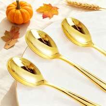 5/10/25/50/70/100/150/200/2500件镀金可重复使用餐具套装 - 适用于婚礼、生日、派对、情人节、狂欢节、斋月、复活节、圣帕特里克节和各种庆祝活动 - 易于清洁，适合任何场合和主题派对！ - 查看 7