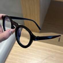 1pc Celebrity-Inspired Retro Round Frame Eyeglasses - Black - View 3