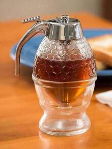 Garrafa de xarope de mel em formato de losango com suporte, fácil de usar, adequada para mel, xarope de bordo, azeite e vinagre, ótima para uso na cozinha e em cafeterias, à prova de ferrugem. Garrafa de óleo em formato de losango, pote para mel, frasco conta-gotas transparente com vedação, ideal para molho de soja e vinagre. - Multicolorido - Ver 5