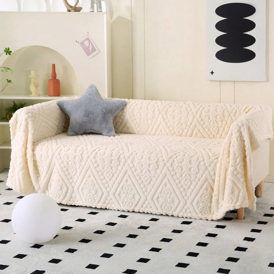 Koc z trójwymiarowym, stylowym wzorem, miękki i ultramiękki, ciepły i wygodny do stosowania na sofach, w salonach i łóżkach przez cały rok - Biały - Zobacz 1