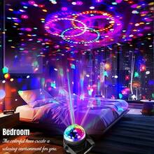 1pc RGB Disco Ball Light With 7 Lighting Modes, USB Powered Color Changing LED Lamp, Adjustable Stand, Suitable For Home Party, Karaoke, Wedding/Birthday Occasions - Black - View 3