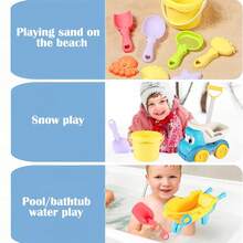 20 Peças Conjunto de Brinquedos de Areia de Praia para Crianças, Kit de Construção de Castelo de Areia com Balde, Pá & Carro de Praia, Brinquedos Internos e Externos (Cor Aleatória), Presente de Aniversário e Feriados - Multicolorido - Visão 13
