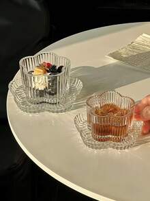 Bộ bát và đĩa thủy tinh kẻ sọc hoa văn kiểu Ins Style, bát tráng miệng trang nhã, bát đựng trái cây, sữa chua, kem, đường, nước, salad, đồ ăn nhẹ, bát tổ chim. - Trong sáng - Xem 5