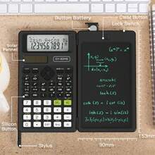 1pc 2-In-1 Foldable LCD Screen + Notebook, Professional Portable Foldable Student Calculator, Upgraded Version Of Solar Scientific Calculator With 417 Functions LCD Notebook, Back To School - Calculator - View 4