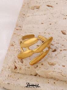 1pc Vintage Stainless Steel Ring For Women Smooth Geometry Open Ring Jewelry Gifts Suitable For Women Wear - Ring - View 8