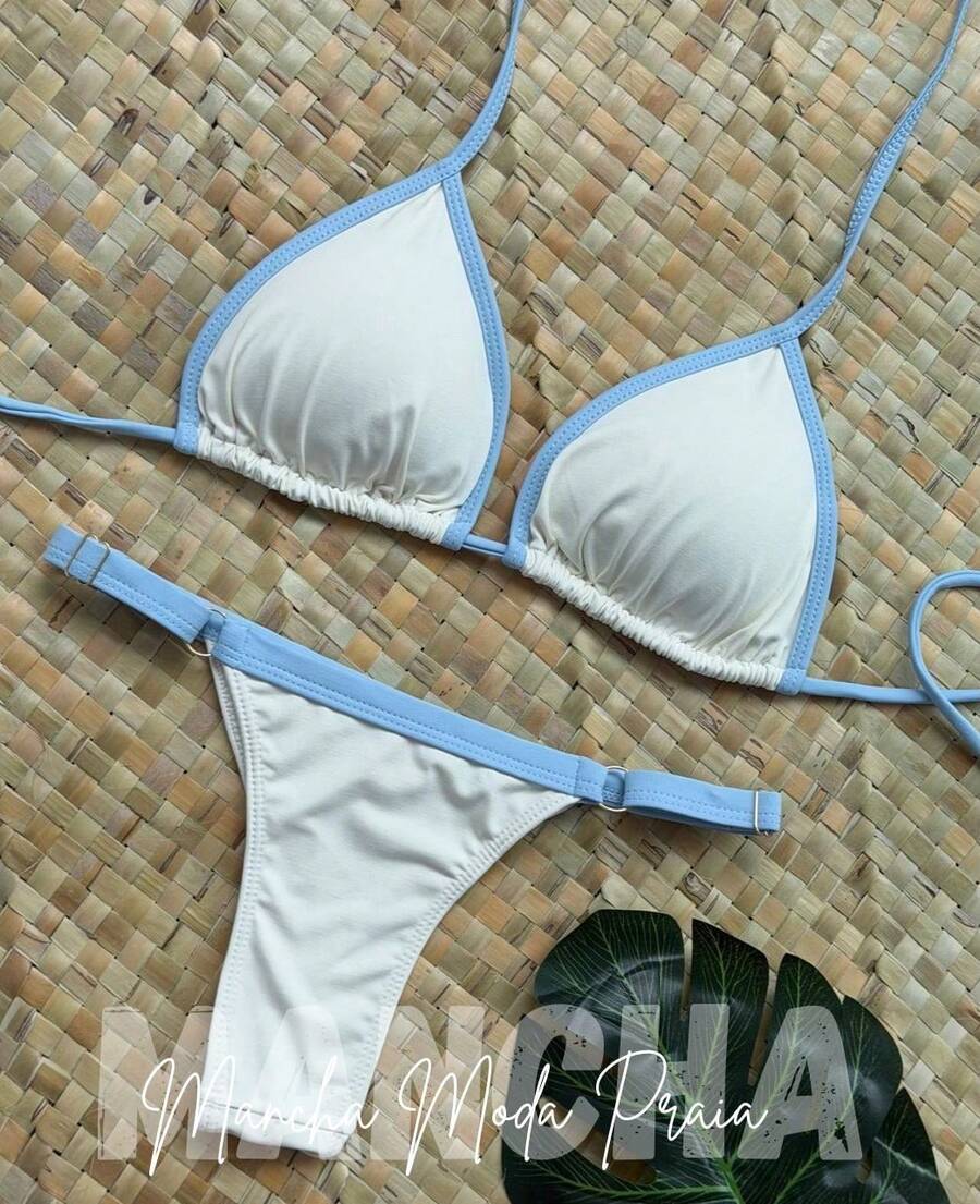 ✨Cotton Candy String Bikini In Polyamide – Comfort And Style ✨ - White Ribbon Blue - View 1
