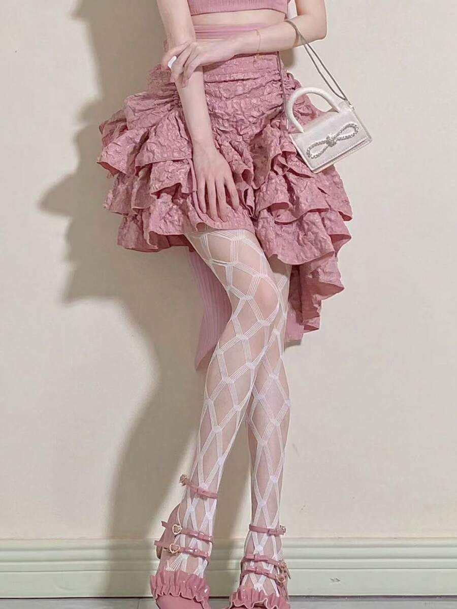 1 par de pantimedia finas y sexys de red para mujer, versátiles para primavera/verano - Blanco - Ver 1