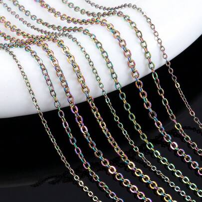 2米不锈钢彩色O型环链，适用于DIY项链、手链和其他珠宝制作