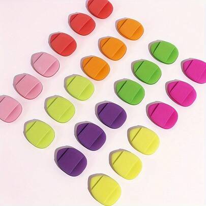 10pcs Random Color Finger Powder - Small Thumb Air Cushion Makeup Sponge For Quick Concealer Application, Fine Detailing, Non-Mark Blending, Water-Friendly Material, Convenient Travel Makeup Tool