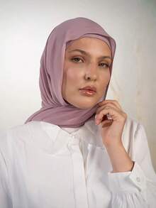1pc 3-In-1 Instant Chiffon Hijab With Built-In Magnet And Inner Cap/All-In-One Instant Hijab - No Pins Needed, Non-Slip Fit, Quick Wear - Leather Pink - View 7