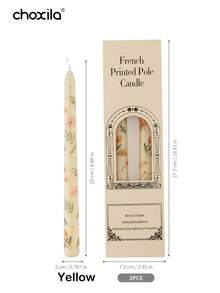 choxila 2pcs Printed Candles, Holiday Candles, Floral Print Long Handle Candles, Romantic European Smokeless Odorless Candles, Suitable For Weddings, Birthday Parties, Candlelight Dinners And Home Decor, Ramadan Gifts - Candle - View 13