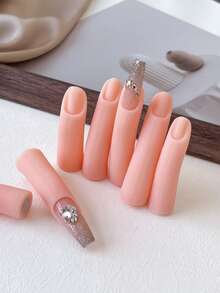 硅胶美甲练习手指+磁性底座，美甲新手训练假指甲模型支架工具套装 - 彩色 - 查看 2