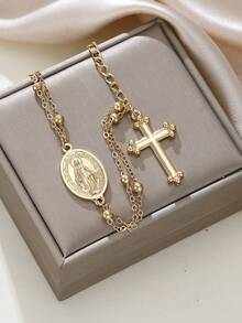 1件时尚手工天主教圣母玛利亚十字架手链，女士魅力链手链，宗教饰品，复活节少女礼物 - 手鍊 - 查看 3