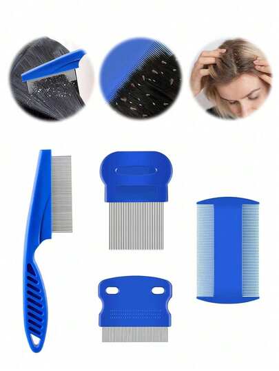 4pcs Professional Lice, Flea, Dandruff Removal Comb Set, Dense Tooth Comb Kit, Non-Damaging Scalp Dandruff Brush, Dedicated Hair Deworming Comb Hair Styling Kit Hair Tool Kit Beauty Home Hair Accessories