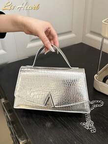 Women's Solid Color Mini Square Satchel Evening Bag, Elegant Dinner Chain Bag For Women,Elegant,Exquisite Patent Square Evening Bag For Party Dinner Bag,Clutch Bag For Party Girl,Woman,For Female Perfect For Party,Wedding,Prom,Dinner/Banquet,Best Gift For Women's Clip Glitter Dinner Wallet For Carnival Wedding Handbag For Party And Prom - Bạc - Xem 10