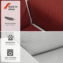 VALENTIA HOME Cubre Sofá Acolchado Reversible ROMBO |Funda Sofá Acolchada, Extrasuave y Fácil de Lavar | Protección Completa | Ajuste Perfecto | Variedad de colores| Funda Para Sofás de 1,2,3 y 4 Plazas |100% Made in Spain | Gris - Rojo ⚫ Envío GRATIS ✅ Entrega 24/48h a España (península) - Gris / Rojo - Ver 8