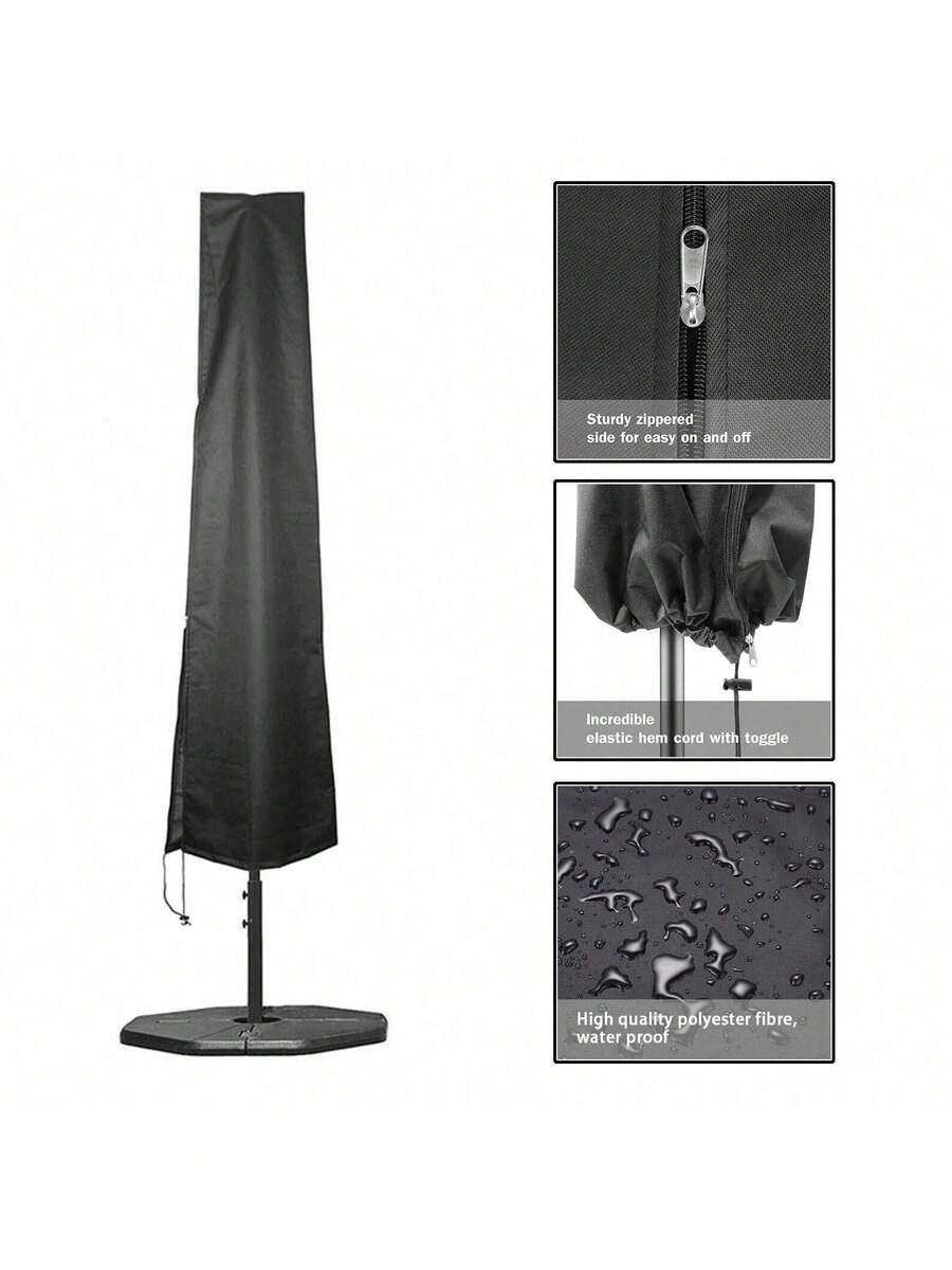 Outdoor Parasol Cover, Rainproof, Windproof, Straight Umbrella Cover, Parasol Cover - Black - View 1