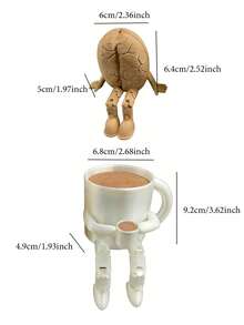 可爱的咖啡杯和咖啡豆造型摆件，带可活动腿 – 塑料材质桌面摆件，现代设计，非常适合咖啡角装饰，送给咖啡爱好者的趣味礼物，家居和办公室装饰，可爱的书架装饰，以及可收藏的活动摆件。 - 彩色 - 查看 9