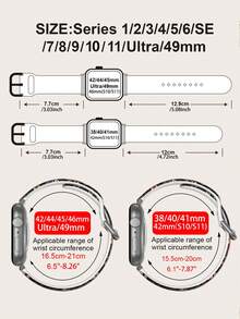 黑色复古花卉图案单条柔软弹性透气腕带，适用于三星、荣耀智能手表，尺寸可选38mm、40mm、41mm、42mm、46mm、45mm、44mm、49mm；时尚休闲硅胶表带，适用于苹果手表Ultra系列SE/11/10/9/8/7/6/5/4/3/2/1 - 彩色 - 查看 6