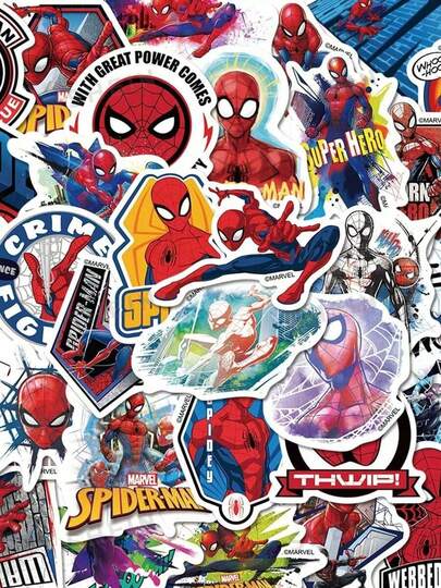 Marvel 50pcs Cartoon Stickers, Graffiti Stickers For Phone, Water Cup Decoration, Waterproof Stickers