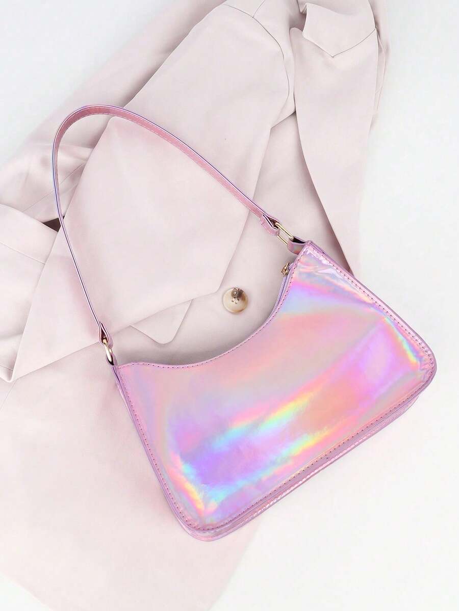 Minimalist Fashion One Shoulder Underarm Baguette Bag - Baby Pink - View 1