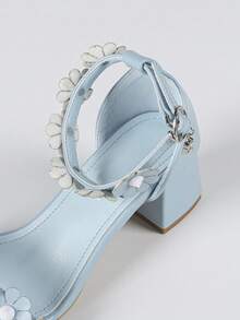 Giày sandal cao gót nữ họa tiết hoa, gót dày không gây mỏi chân, thích hợp cho đám cưới, tiệc tùng, kỳ nghỉ, phong cách công chúa. - Màu xanh nhạt - Xem 7