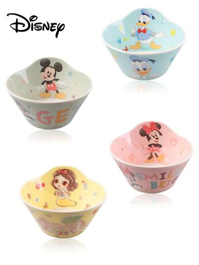  1pc Disney Single Handle Bowl, Cartoon Cereal/Soup Bowl, Melamine, Heat Resistant, 460ml