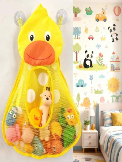 浴室卡通杂物收纳挂袋浴缸收纳网、角落网袋、浴缸收纳架、大型浴室桶式收纳盒、淋浴篮。