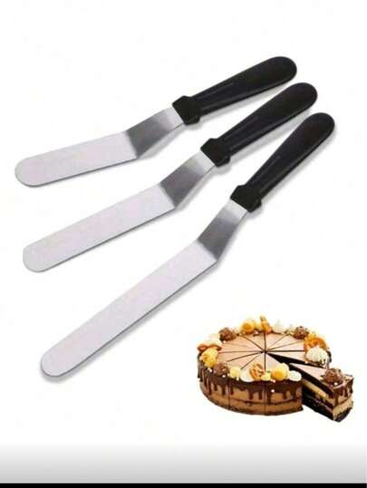 1/3pcs Baking Tool - Stainless Steel Cream Spatula - 6/8/10in Flat Scraper For Baking Cake, Straight And Curved Icing Spatulas, Baking Pastry Tools, Cake Decorating Spatulas, Stainless Steel Cake Spatulas, Baking Kitchen Tools, Baking Supplies, Decorating And Smoothing Cream, Kitchen Accessories, Baking Equipment, Baking Accessories, Party Supplies