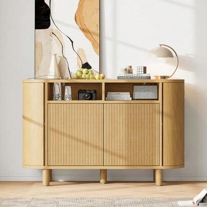 Modern Multifunctional Locker For The Hallway, Cabinet Door Like A Refrigerator With Adjustable Cabinet Feet, Ideal For The Hallway, Corridor Or Living Room (Raw Wood Color)
