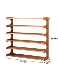4/5/6-Tier Natural Wood Color Wooden Shoe Rack - Multi-Layer Freestanding Shoe Storage Organizer With Wood Grain Finish, Stackable Shoe Shelves For Entryway, Closet, Hallway, Mudroom, And Front Door, Space-Saving Narrow Shoe Organizer Fits 15-24 Pairs Of Shoes, Easy Assembly Home Storage Supplies For Renters​ - 6層棕色 - 查看 11